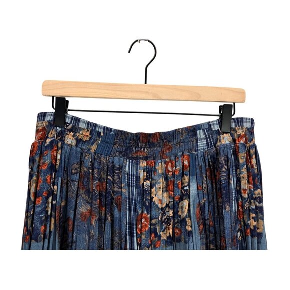 Vtg Maxi Broomstick Skirt Blue Patchwork Sz M/L 30" Waist 31" Lngth Stonebridge - Picture 4 of 16